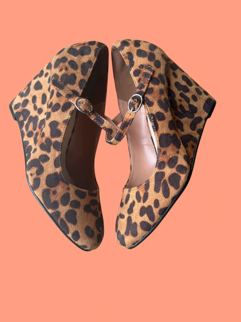 NWOT Coutgo Leopard Print Mary Jane Wedge Heels 6.5